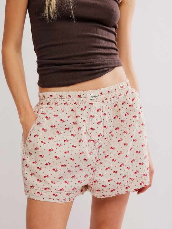 Free People Pants - FREE PEOPLE We The Free Day To Day Floral Boxers / Sand Combo